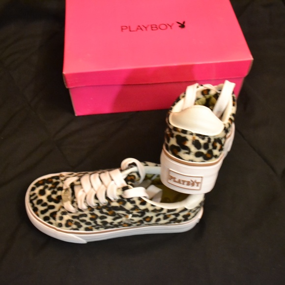 cow print playboy platforms